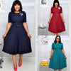 Round Neck Plus Size Mother's Dress Female Pleated Dress