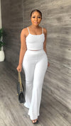 Solid Color Sling Bell-bottom Pants Simple Fashion Suit